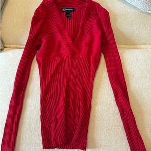INC International Concepts Vibrant Red Ribbed Top